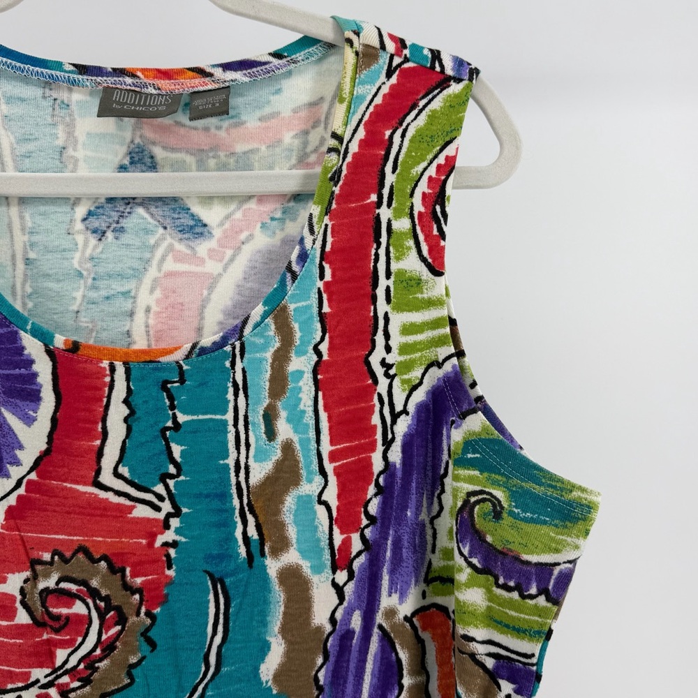 Vintage Additions by Chico's Colorful Abstract Print Sleeveless Top, Women's XL - Picture 2 of 6